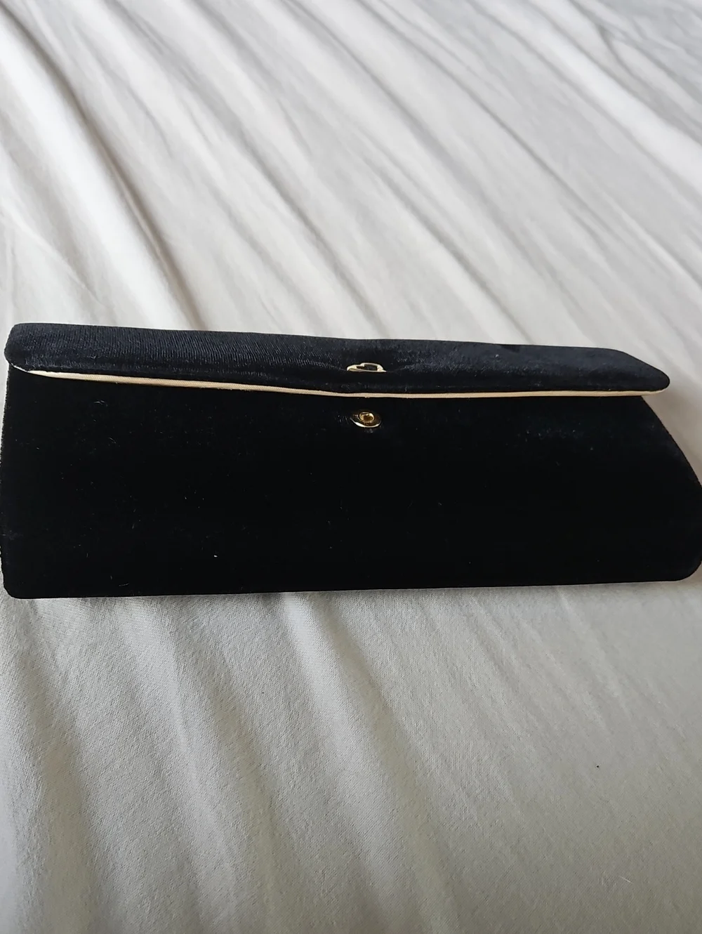 Victoria Secret Elegant Black Velvet Clutch with Gold Accent